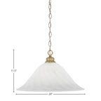 Chain One Light Pendant in New Age Brass with 20" White Alabaster Swirl Shade