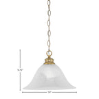 Chain One Light Pendant in New Age Brass with 14" White Alabaster Swirl Shade