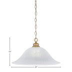 Chain One Light Pendant in New Age Brass with 20" White Alabaster Swirl Shade