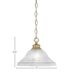 Chain One Light Pendant in New Age Brass with 12" White Alabaster Swirl Shade