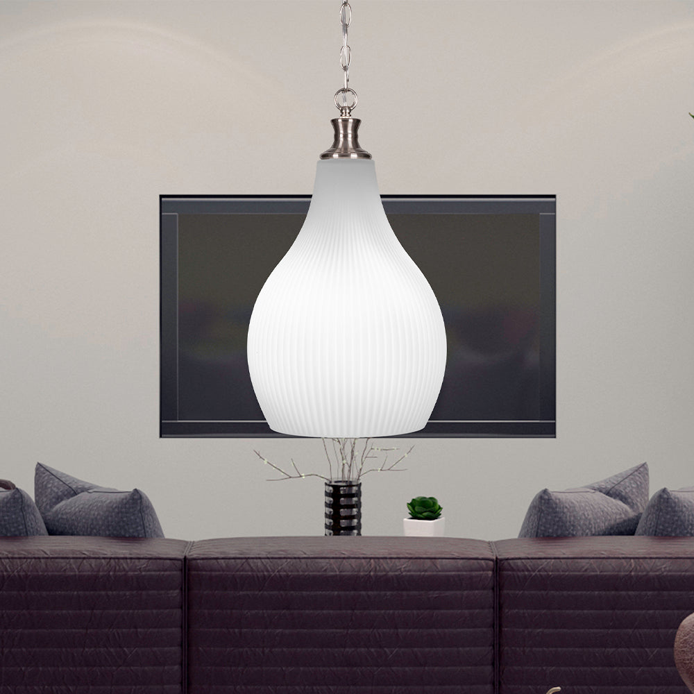 Carina One Light Pendant in Brushed Nickel with 12.25" Opal Frosted Shade