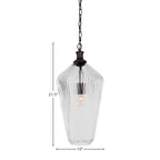 Carina One Light Pendant in Matte Black with 11" Clear Ribbed Shade