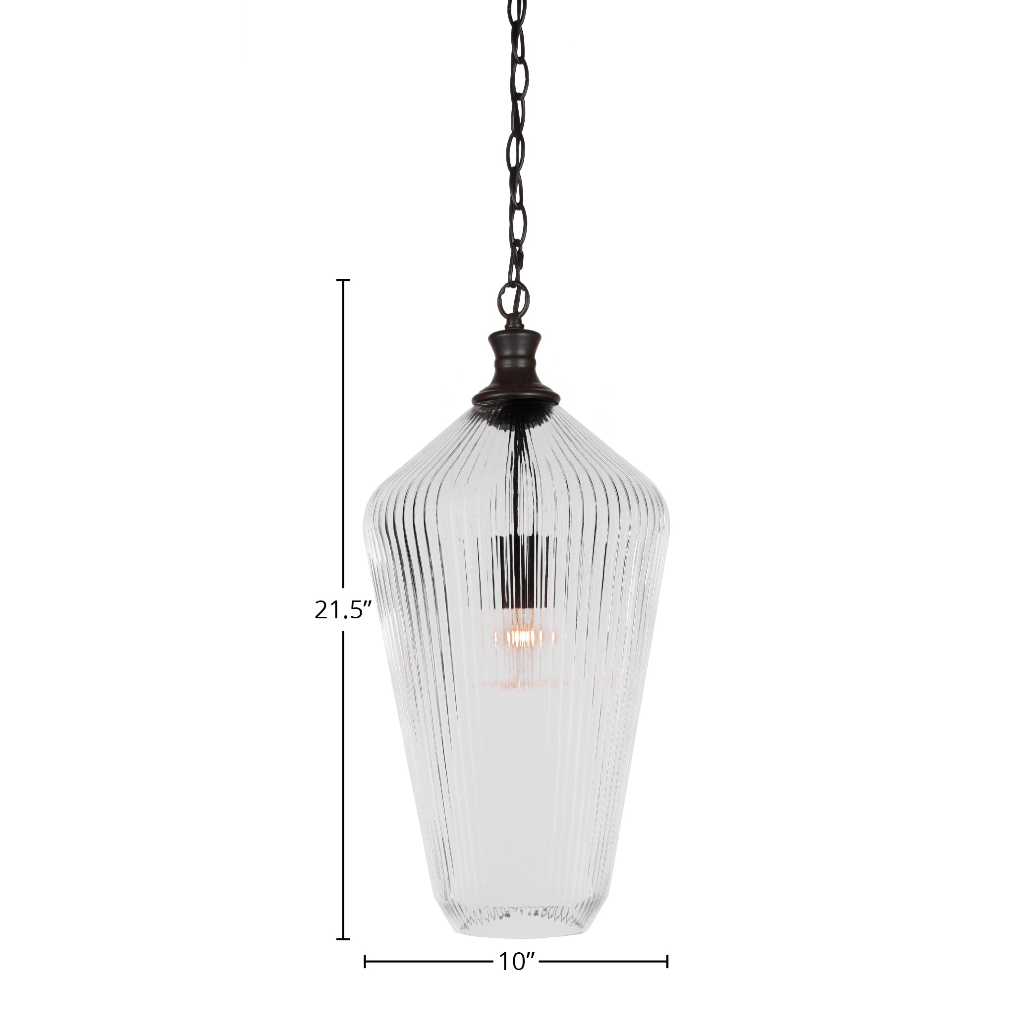 Carina One Light Pendant in Matte Black with 11" Clear Ribbed Shade