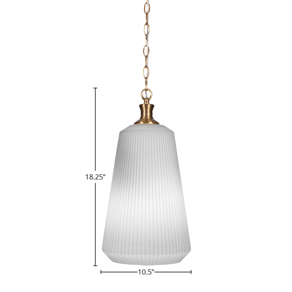 Carina One Light Pendant in New Age Brass with 11" Opal Frosted Shade