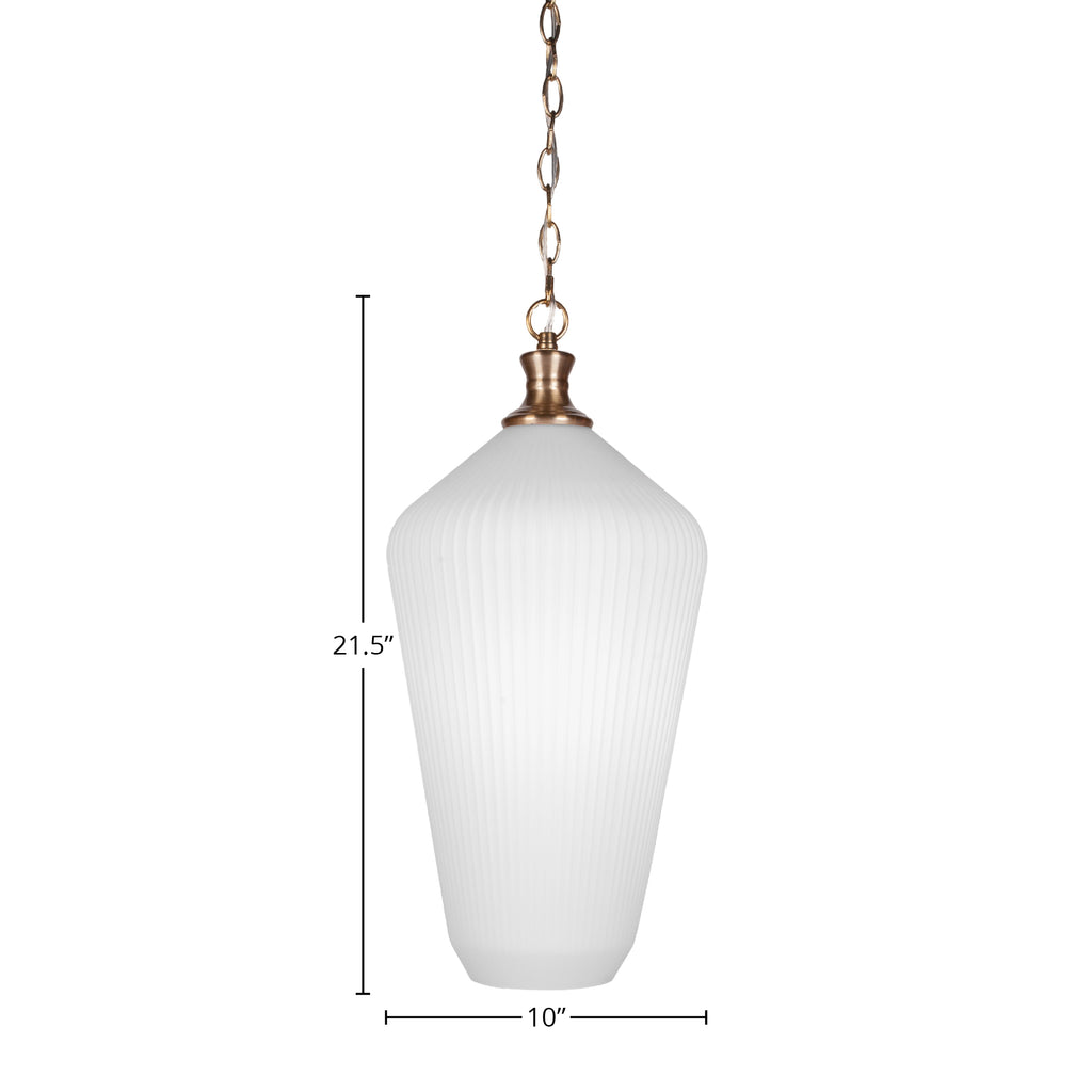 Carina One Light Pendant in New Age Brass with 11" Opal Frosted Shade