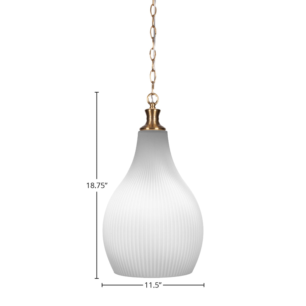 Carina One Light Pendant in New Age Brass with 12.25" Opal Frosted Shade