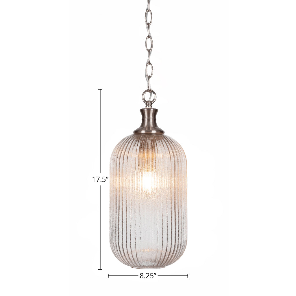 Carina One Light Pendant in Brushed Nickel with 8.25" Micro Bubble Ribbed Shade