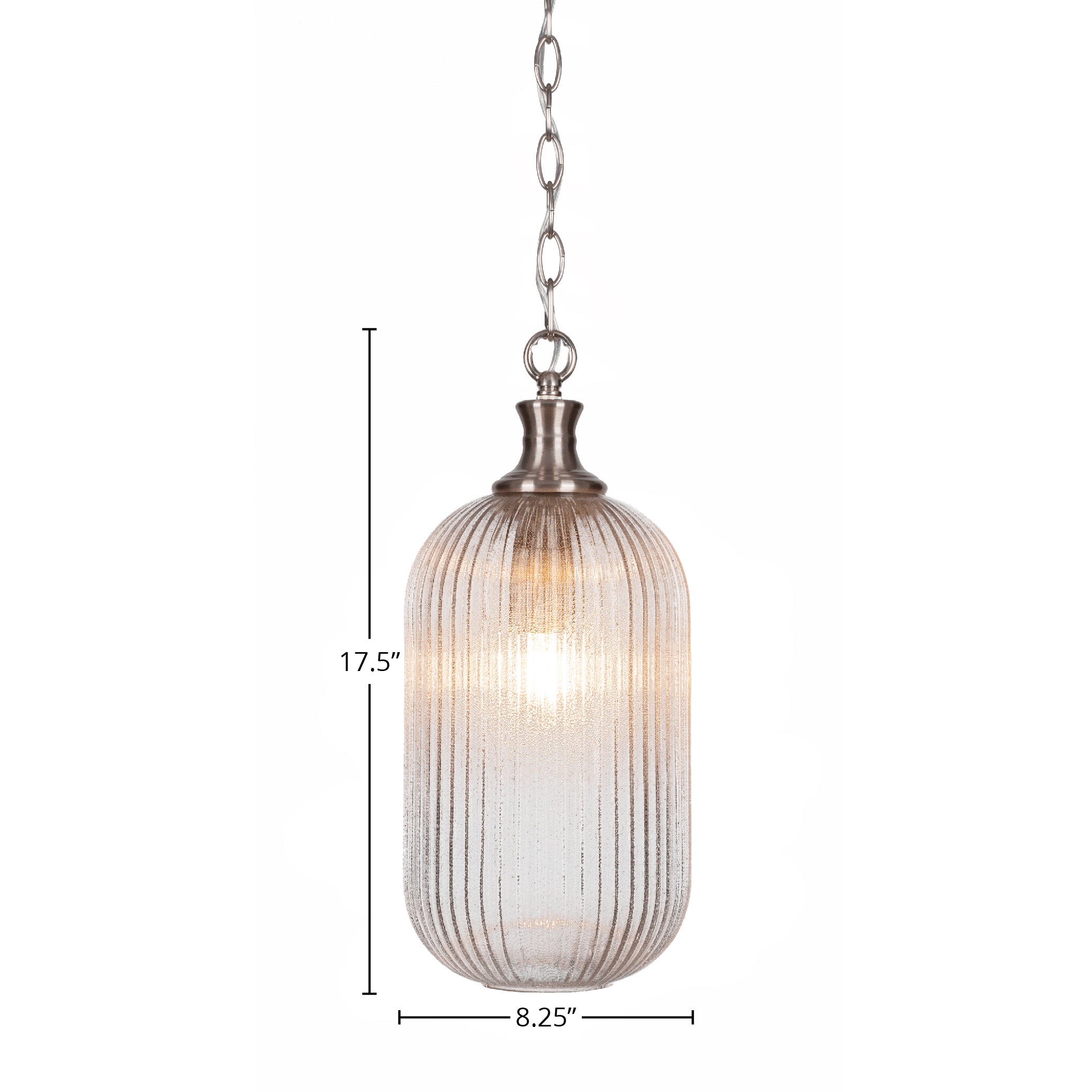 Carina One Light Pendant in Brushed Nickel with 8.25" Micro Bubble Ribbed Shade