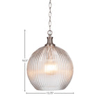 Carina LED Pendant in Brushed Nickel with 13.75" Micro Bubble Ribbed Shade