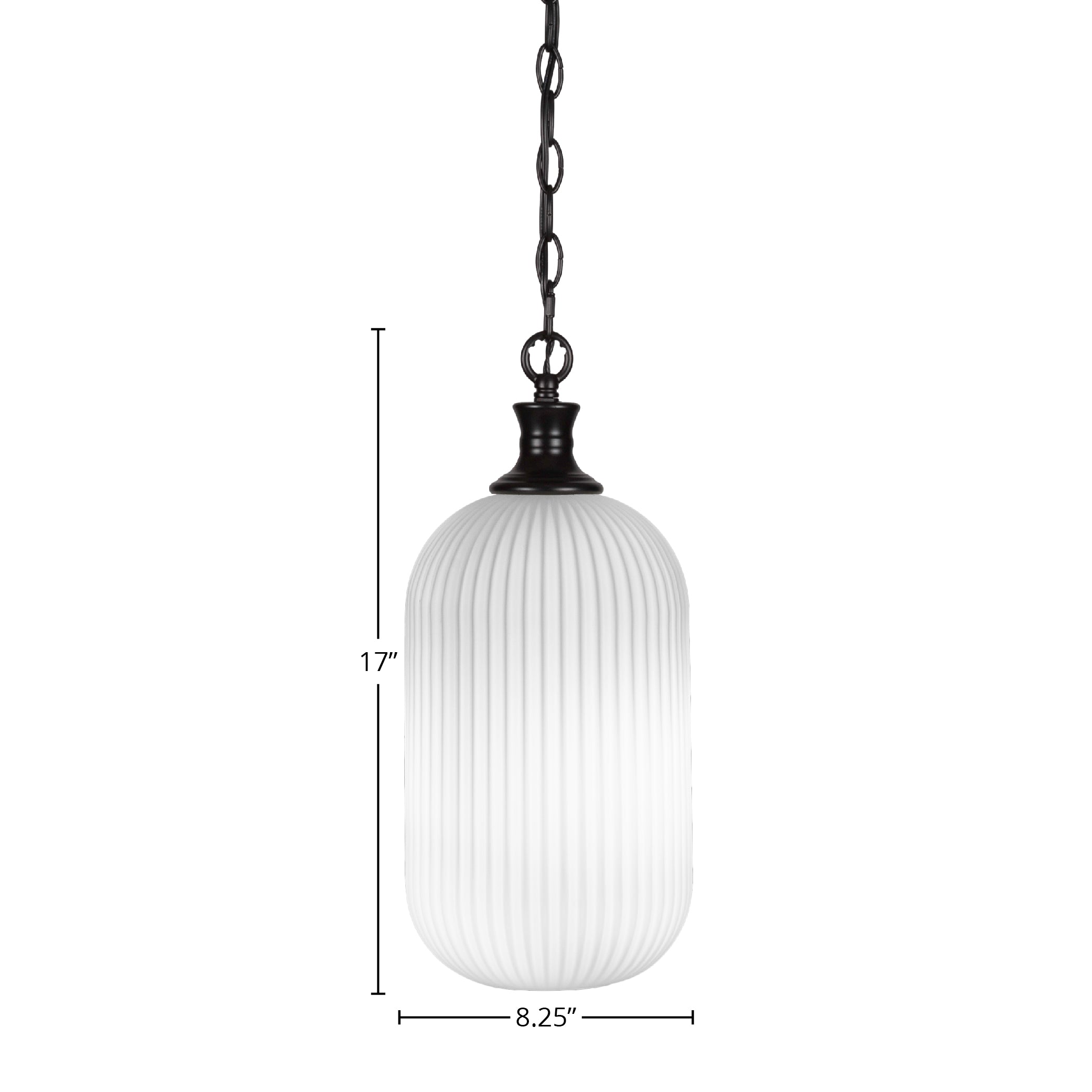 Carina One Light Pendant in Matte Black with 8.25" Opal Frosted Shade