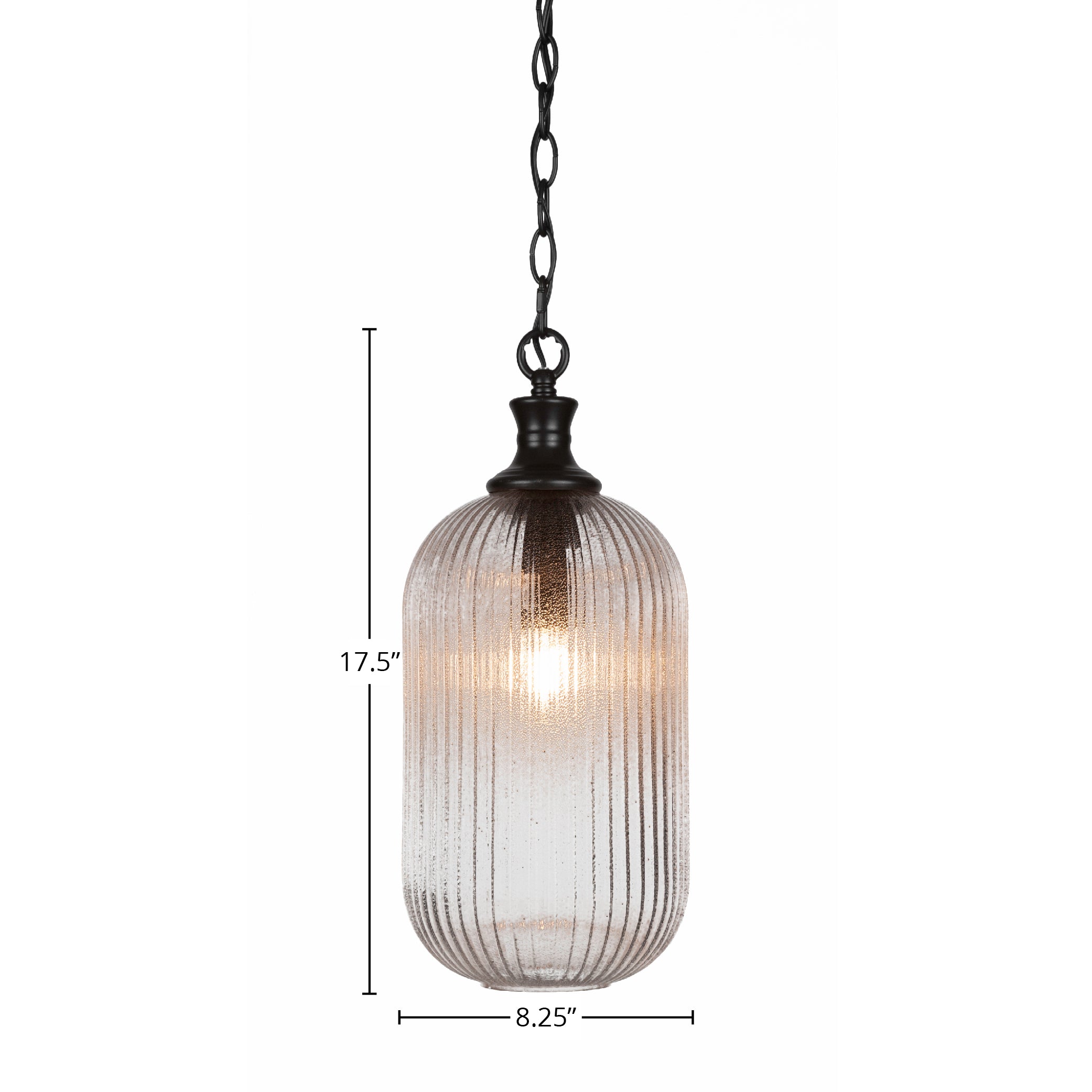 Carina One Light Pendant in Matte Black with 8.25" Micro Bubble Ribbed Shade