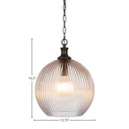 Carina LED Pendant in Matte Black with 13.75" Micro Bubble Ribbed Shade