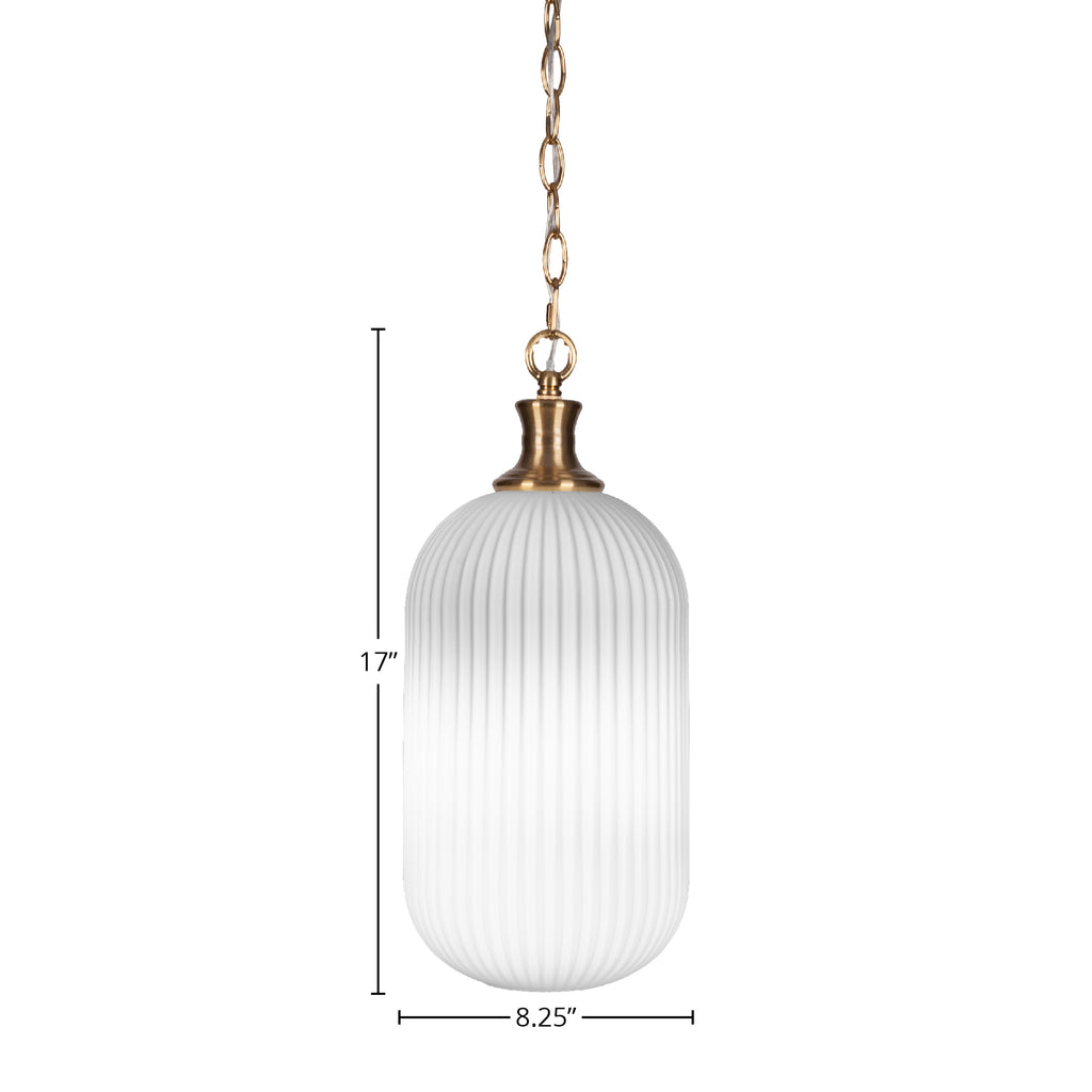 Carina One Light Pendant in New Age Brass with 8.25" Opal Frosted Shade