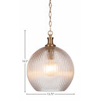Carina LED Pendant in New Age Brass with 13.75" Micro Bubble Ribbed Shade