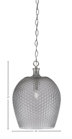 Zola One Light Pendant in Brushed Nickel with 12" Smoke Textured Shade