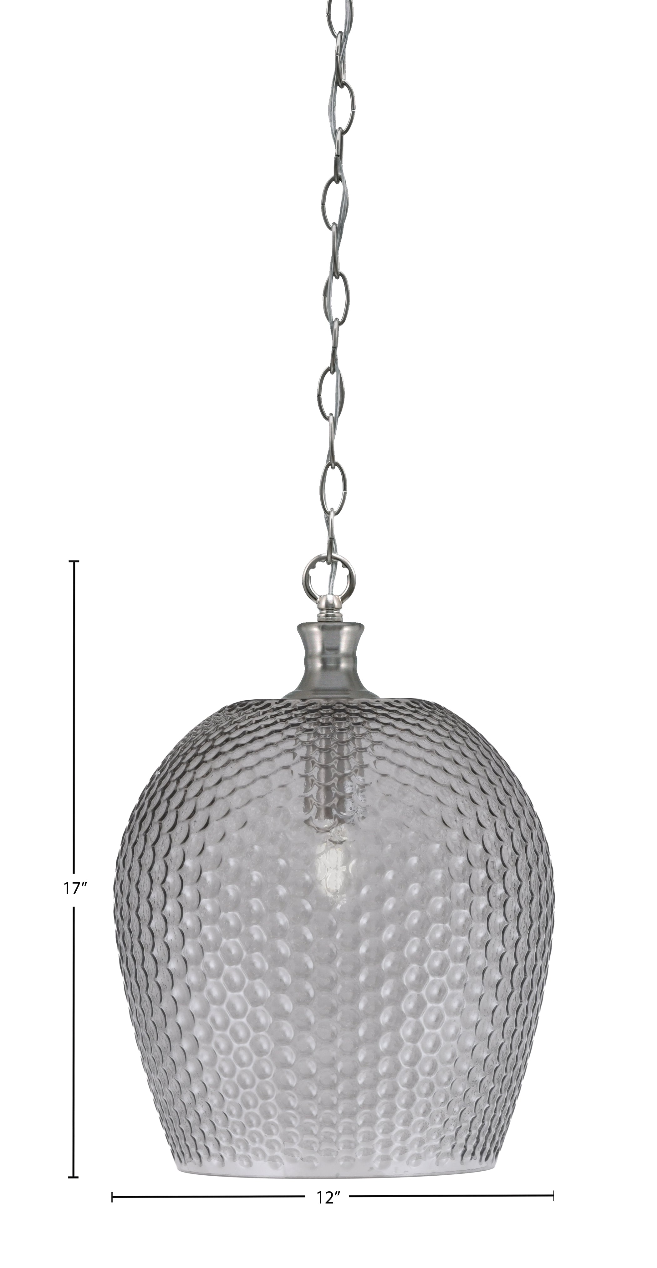 Zola One Light Pendant in Brushed Nickel with 12" Smoke Textured Shade