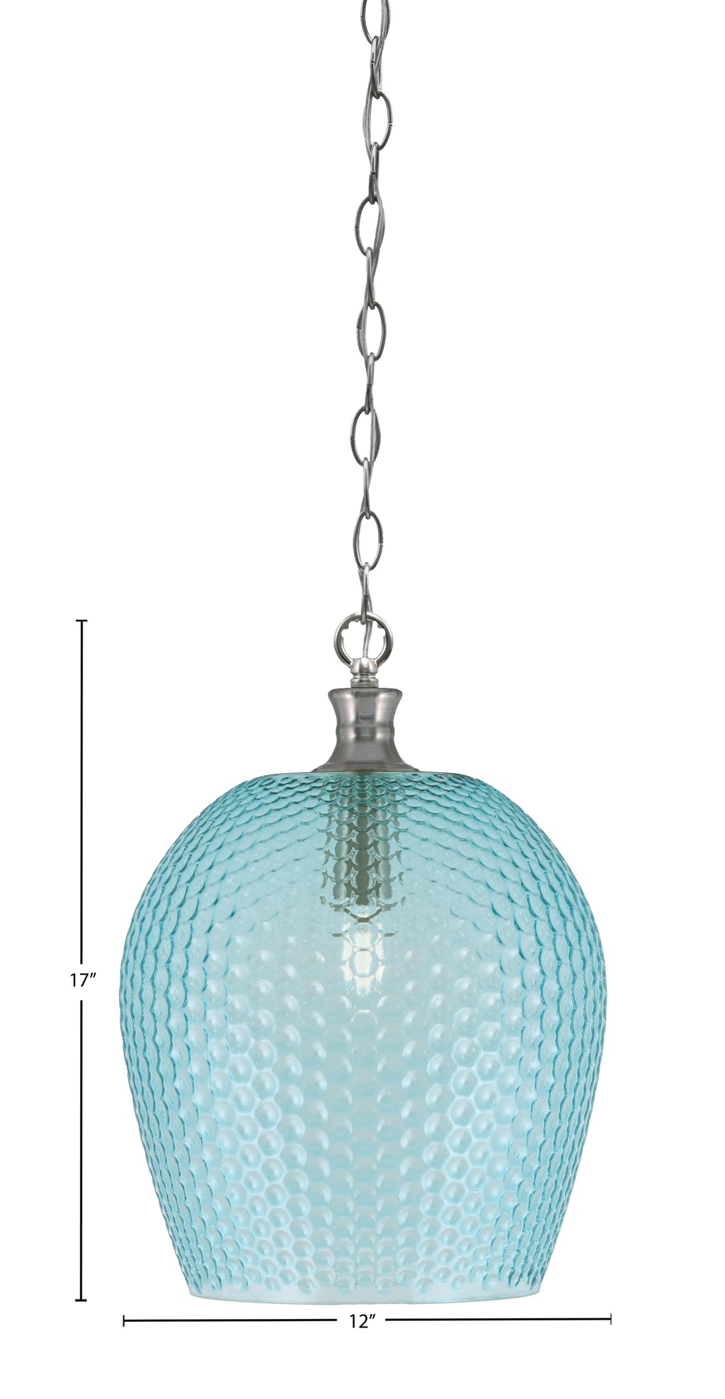 Zola One Light Pendant in Brushed Nickel with 12" Teal Textured Shade