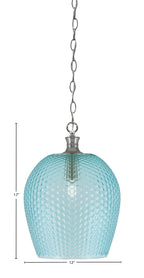 Zola One Light Pendant in Brushed Nickel with 12" Teal Textured Shade