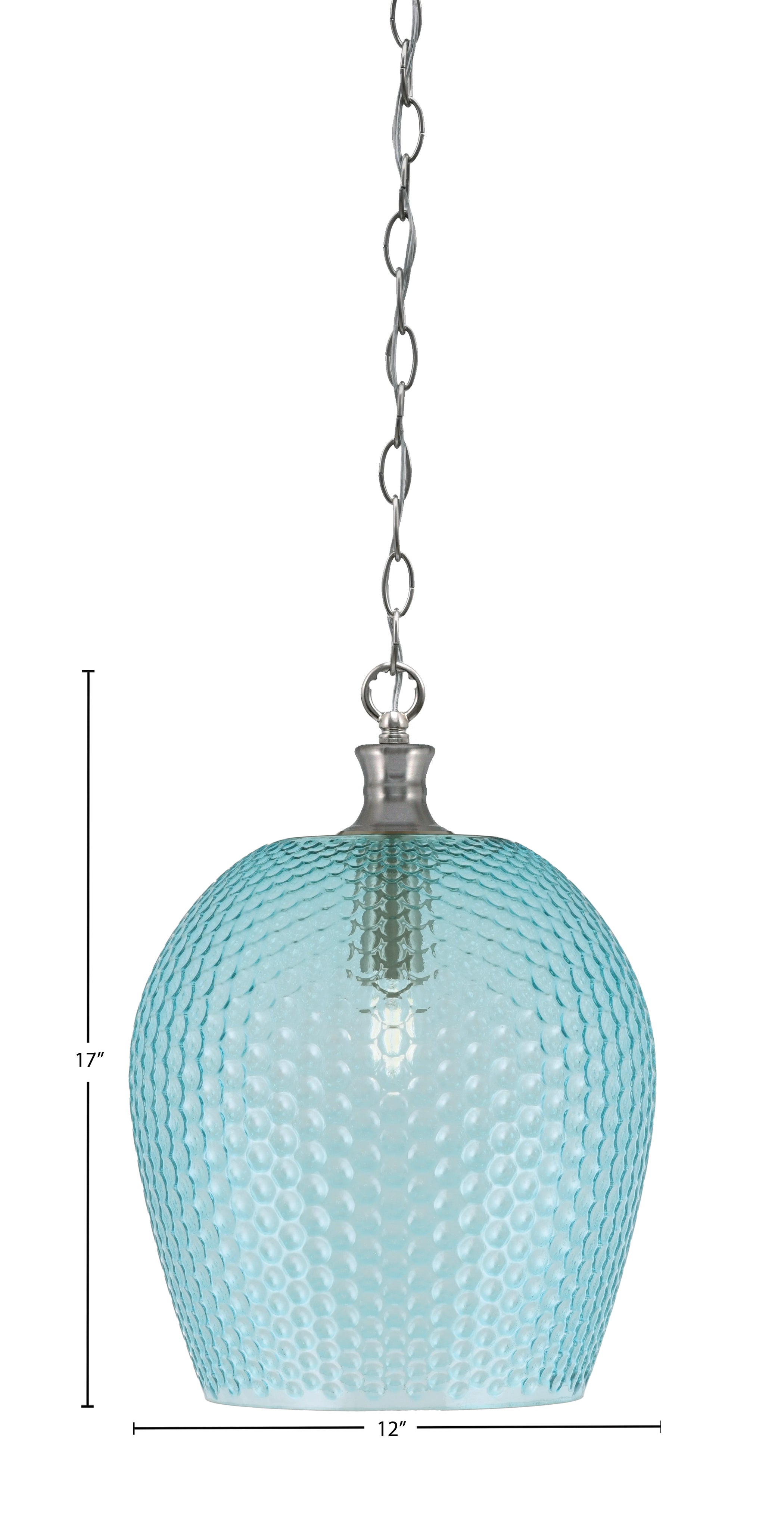 Zola One Light Pendant in Brushed Nickel with 12" Teal Textured Shade
