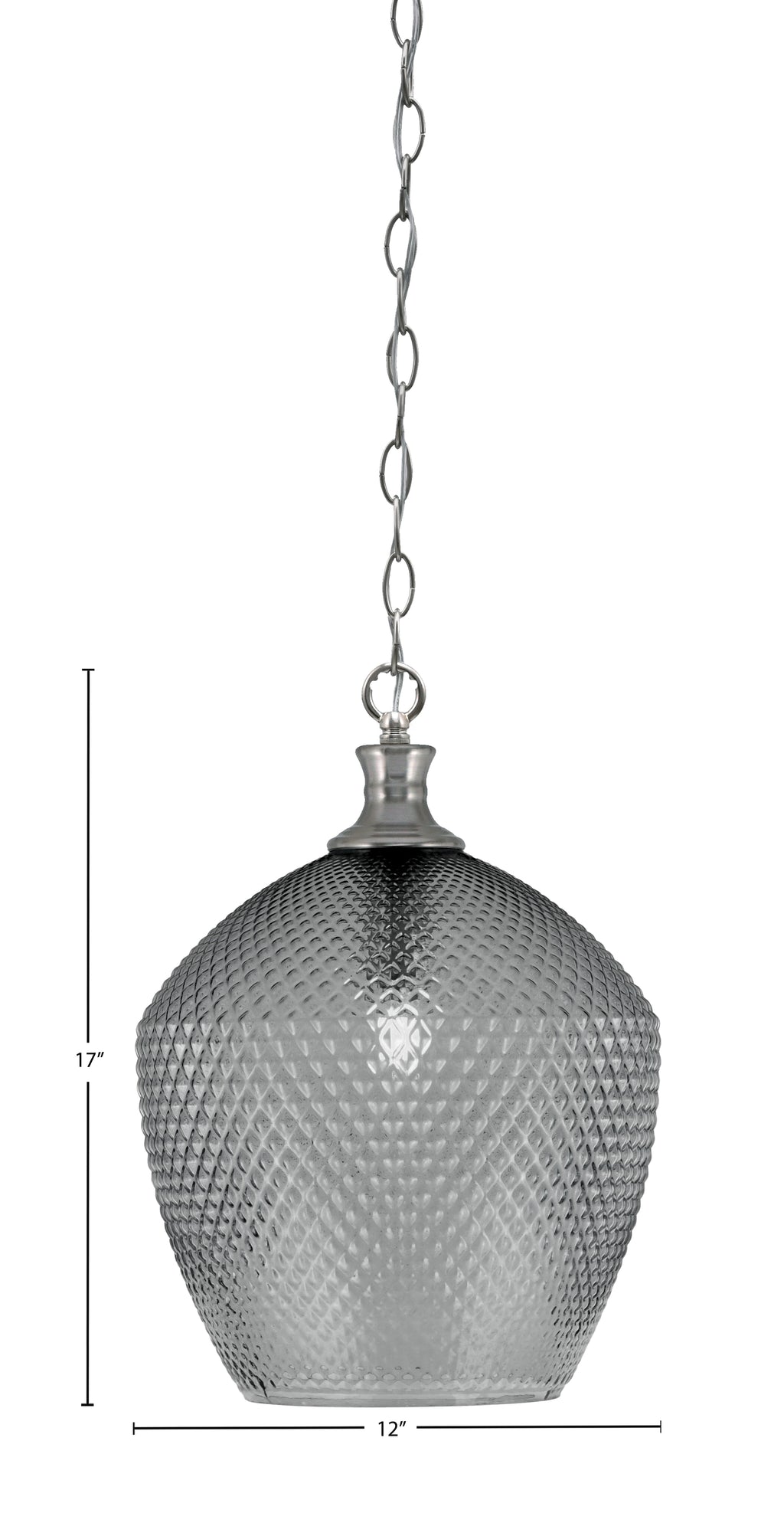 Zola One Light Pendant in Brushed Nickel with 12" Smoke Textured Shade