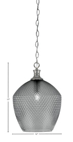 Zola One Light Pendant in Brushed Nickel with 12" Smoke Textured Shade