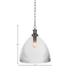 Carina One Light Pendant in Brushed Nickel with 14" Clear Ribbed Shade