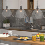 Carina One Light Pendant in Brushed Nickel with 14" Clear Ribbed Shade