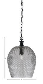 Zola One Light Pendant in Matte Black with 12" Smoke Textured Shade