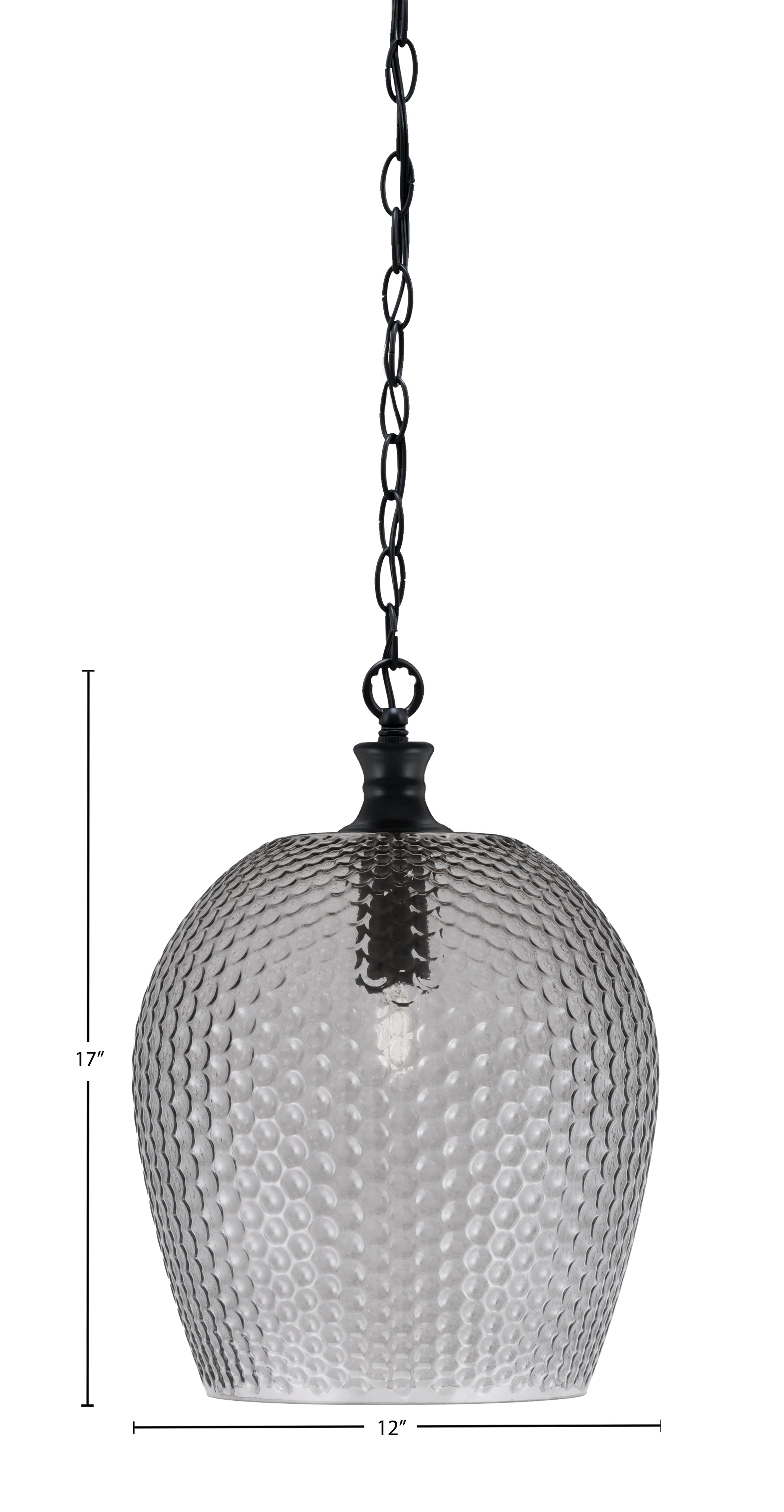 Zola One Light Pendant in Matte Black with 12" Smoke Textured Shade