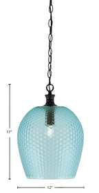 Zola One Light Pendant in Matte Black with 12" Turquoise Textured Shade