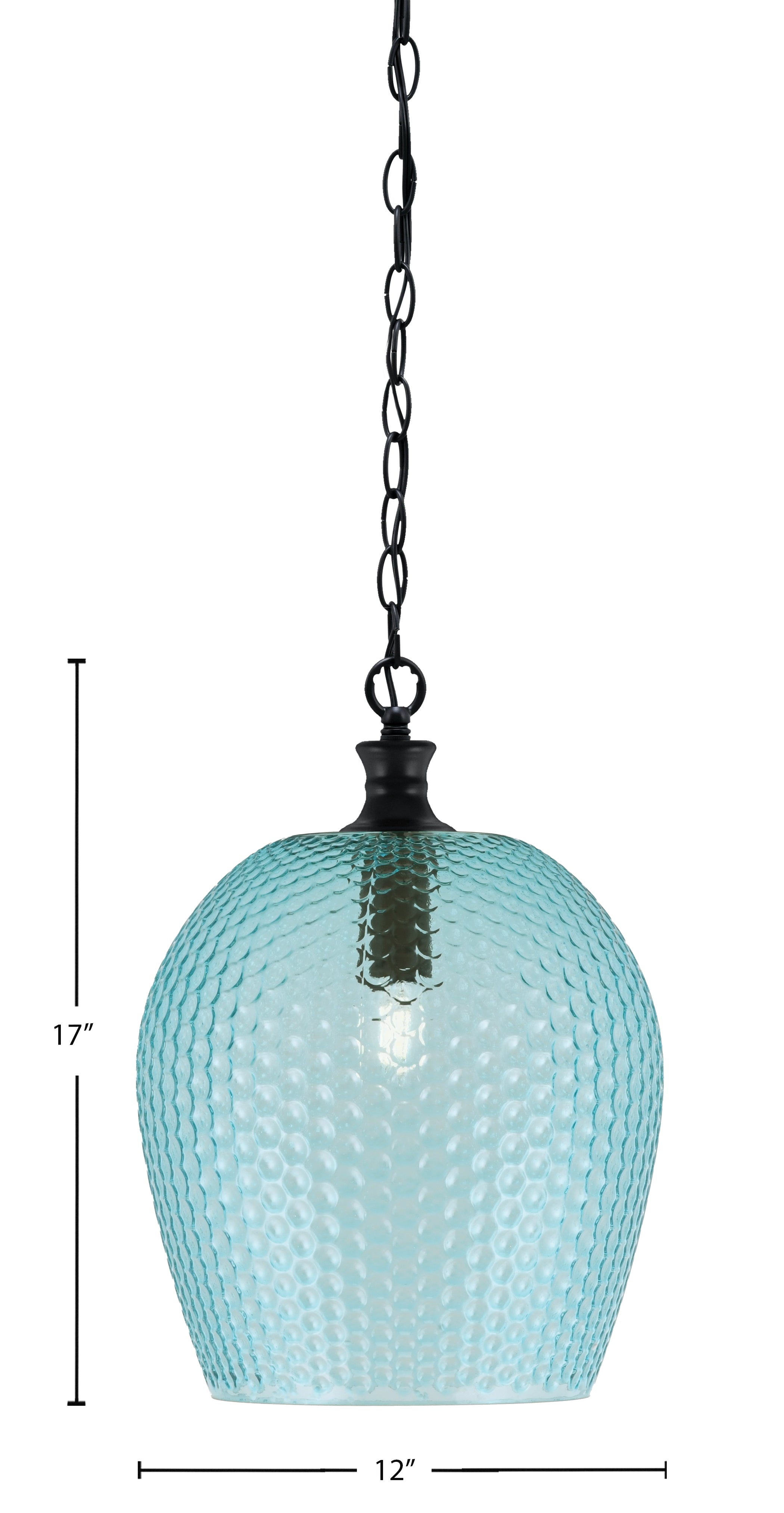 Zola One Light Pendant in Matte Black with 12" Turquoise Textured Shade