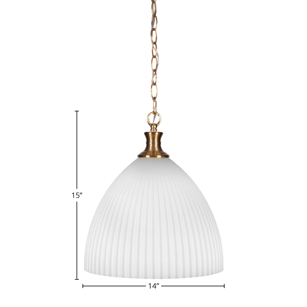 Carina One Light Pendant in New Age Brass with 14" Opal Frosted Shade