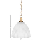 Carina One Light Pendant in New Age Brass with 14" Opal Frosted Shade