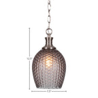 Zola One Light Pendant in Brushed Nickel with 7.5" Smoke Textured Shade