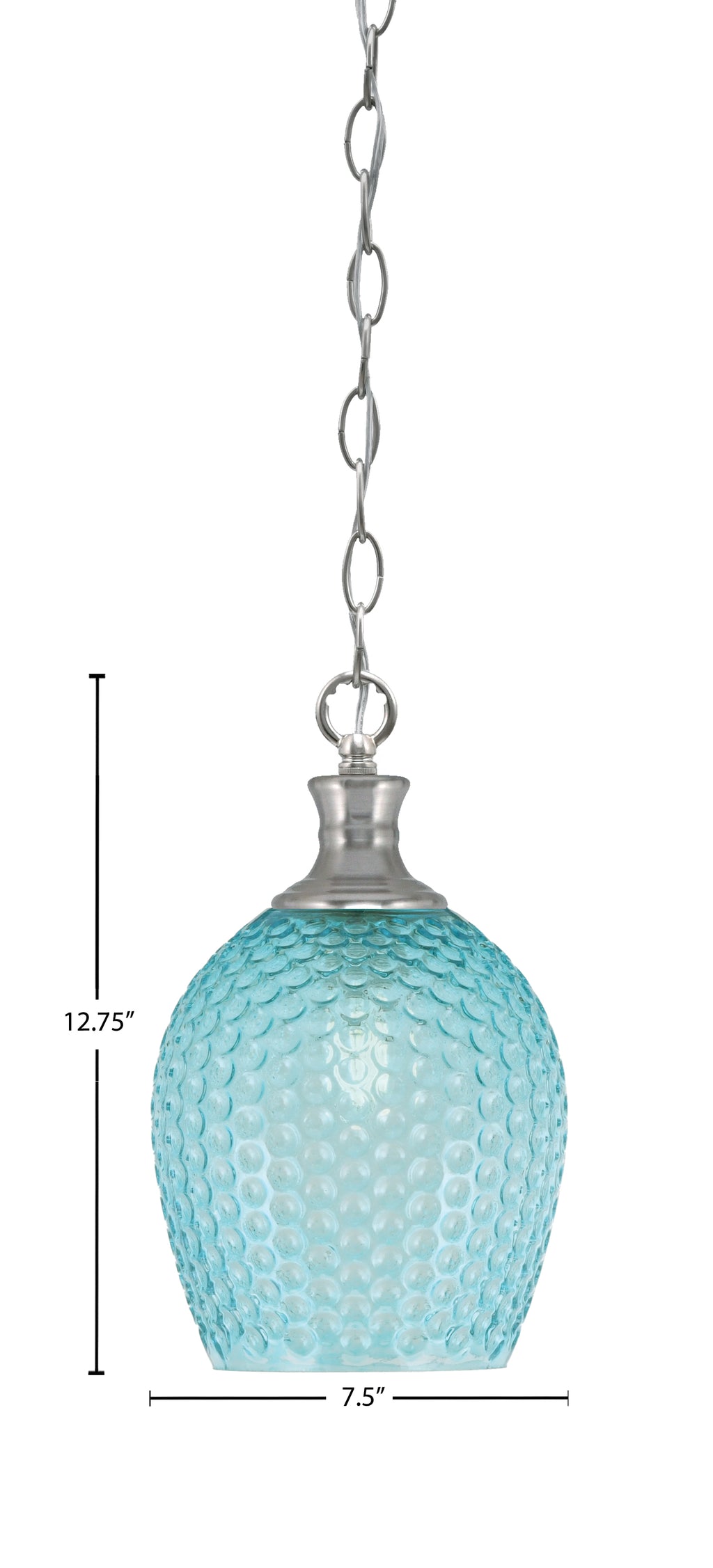 Zola One Light Pendant in Brushed Nickel with 7.5" Turquoise Textured Shade