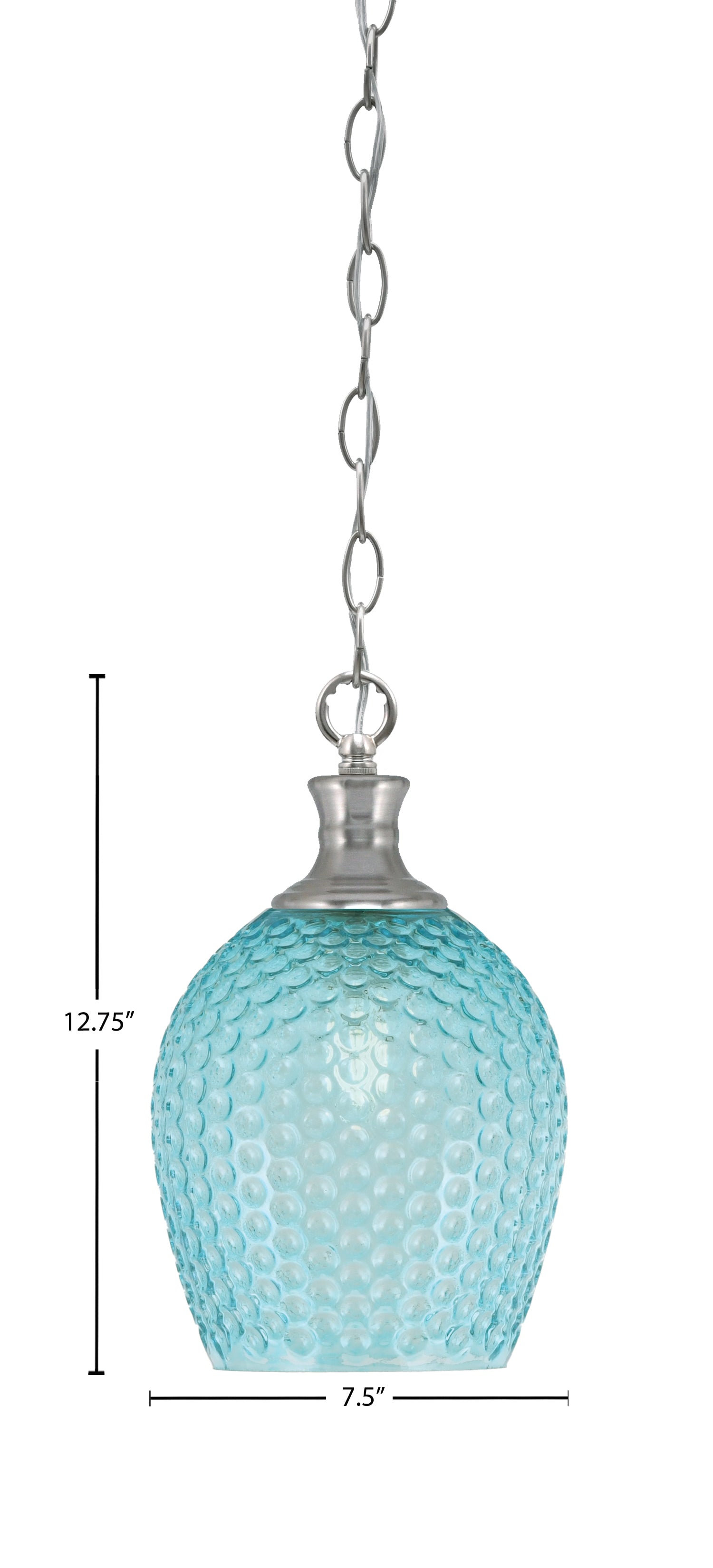 Zola One Light Pendant in Brushed Nickel with 7.5" Turquoise Textured Shade