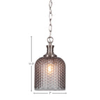 Zola One Light Pendant in Brushed Nickel with 7" Smoke Textured Shade