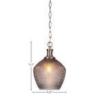 Zola One Light Pendant in Brushed Nickel with 9" Smoke Textured Shade