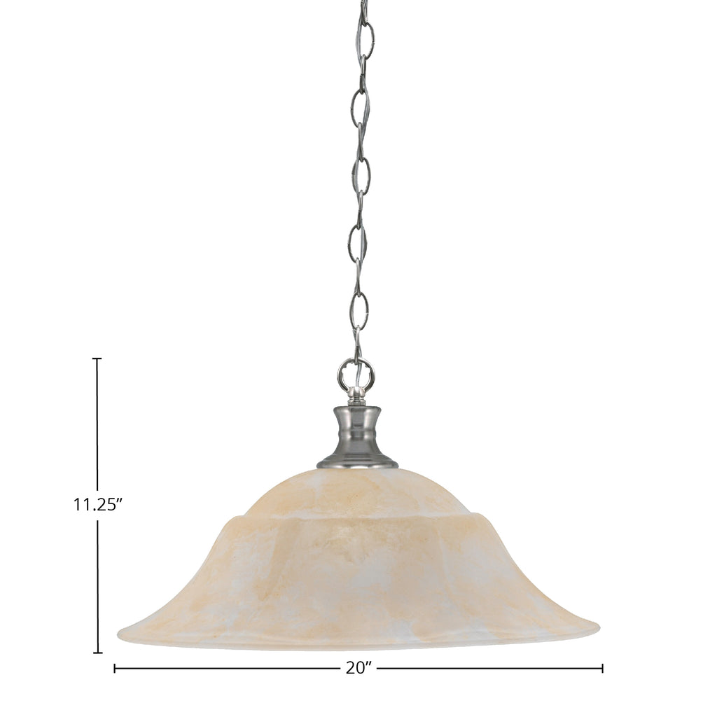 Chain One Light Pendant in Brushed Nickel with 20" Amber Marble Shade