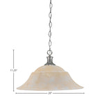 Chain One Light Pendant in Brushed Nickel with 20" Amber Marble Shade