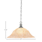 Chain One Light Pendant in Brushed Nickel with 20" Italian Marble Shade