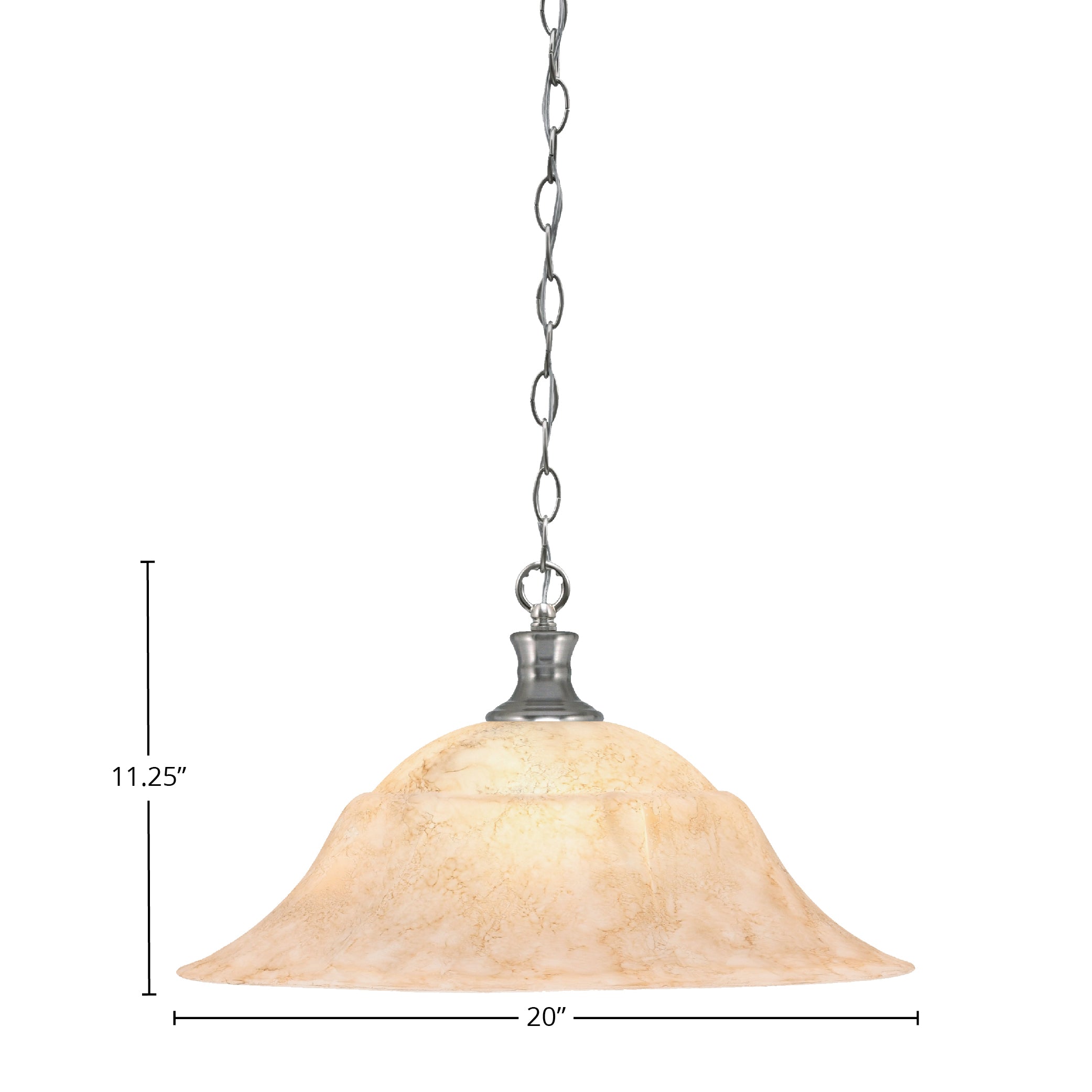 Chain One Light Pendant in Brushed Nickel with 20" Italian Marble Shade