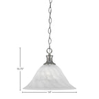 Chain One Light Pendant in Brushed Nickel with 14" White Alabaster Swirl Shade