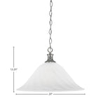 Chain One Light Pendant in Brushed Nickel with 20" White Alabaster Swirl Shade