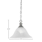 Chain One Light Pendant in Brushed Nickel with 14" White Alabaster Swirl Shade