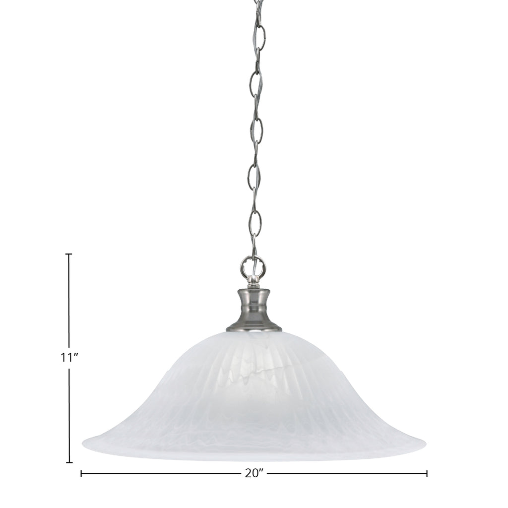 Chain One Light Pendant in Brushed Nickel with 20" White Alabaster Swirl Shade