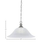 Chain One Light Pendant in Brushed Nickel with 20" White Alabaster Swirl Shade