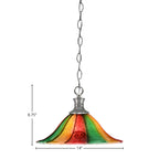Chain One Light Pendant in Brushed Nickel with 14" Mardi Gras Shade