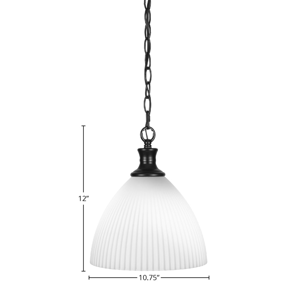 Carina One Light Pendant in Matte Black with 10.75" Opal Frosted Shade