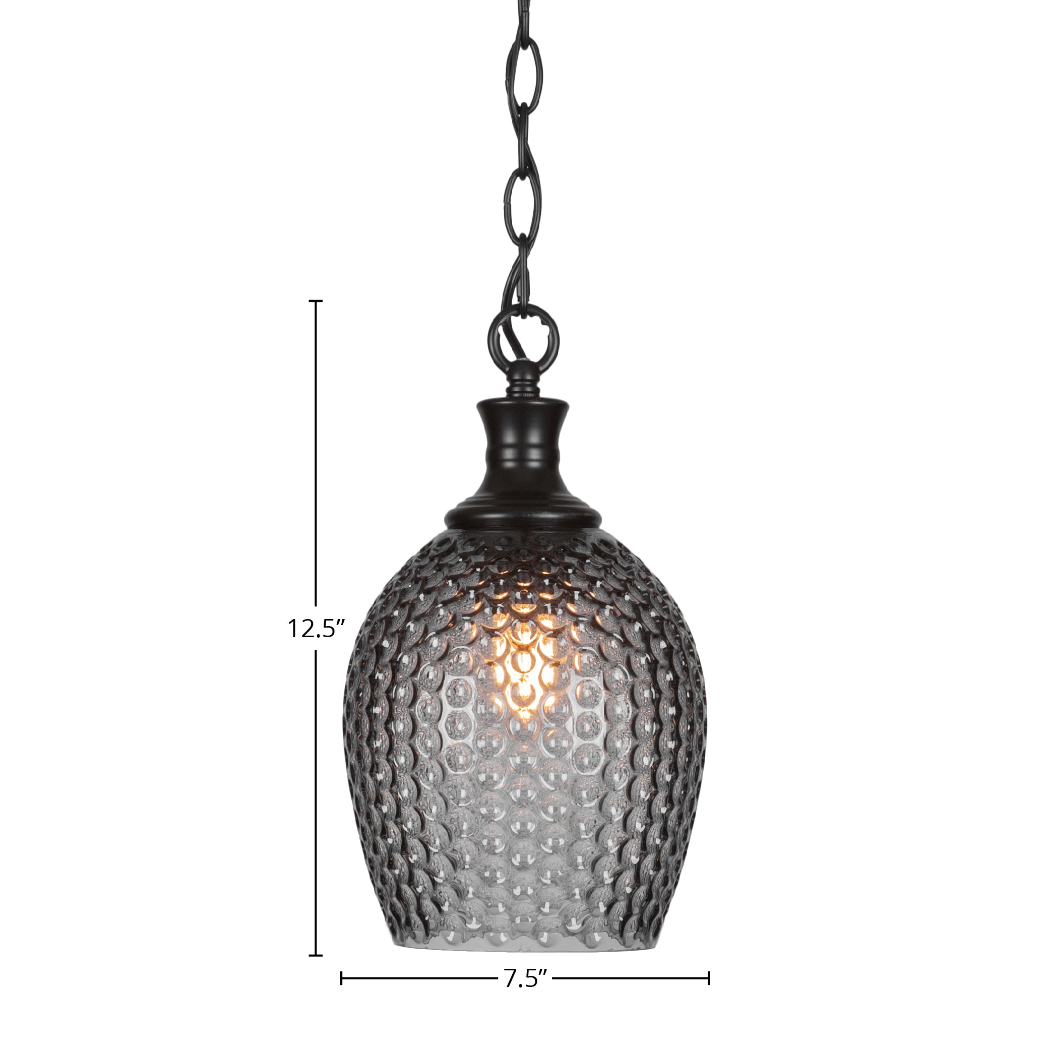 Zola One Light Pendant in Matte Black with 7.5" Smoke Textured Shade